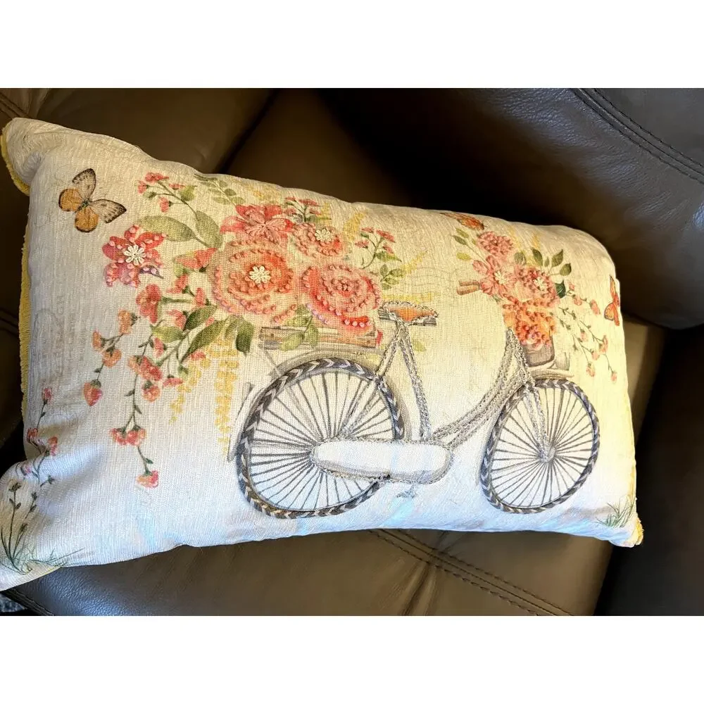 Primrose Vintage Embroidered Throw Pillows, Pair of Two